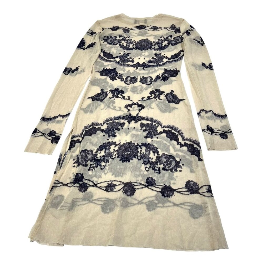 Vintage 1990's Jean Paul Gaultier Sheer Mesh Tattoo Print Dress in Ecru - Picture 5 of 6